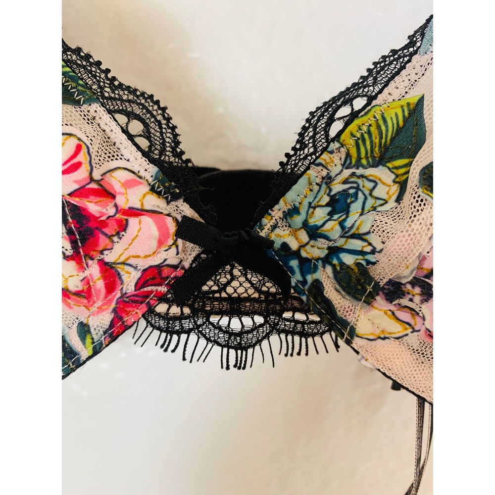 Victoria's Secret Demi Bra Women 38D Multicolor Floral Mesh Lace Very Sexy - Picture 7 of 11